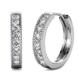 Cate & Chloe 18k White Gold Hoop Earrings with Swarovski Crystals 
